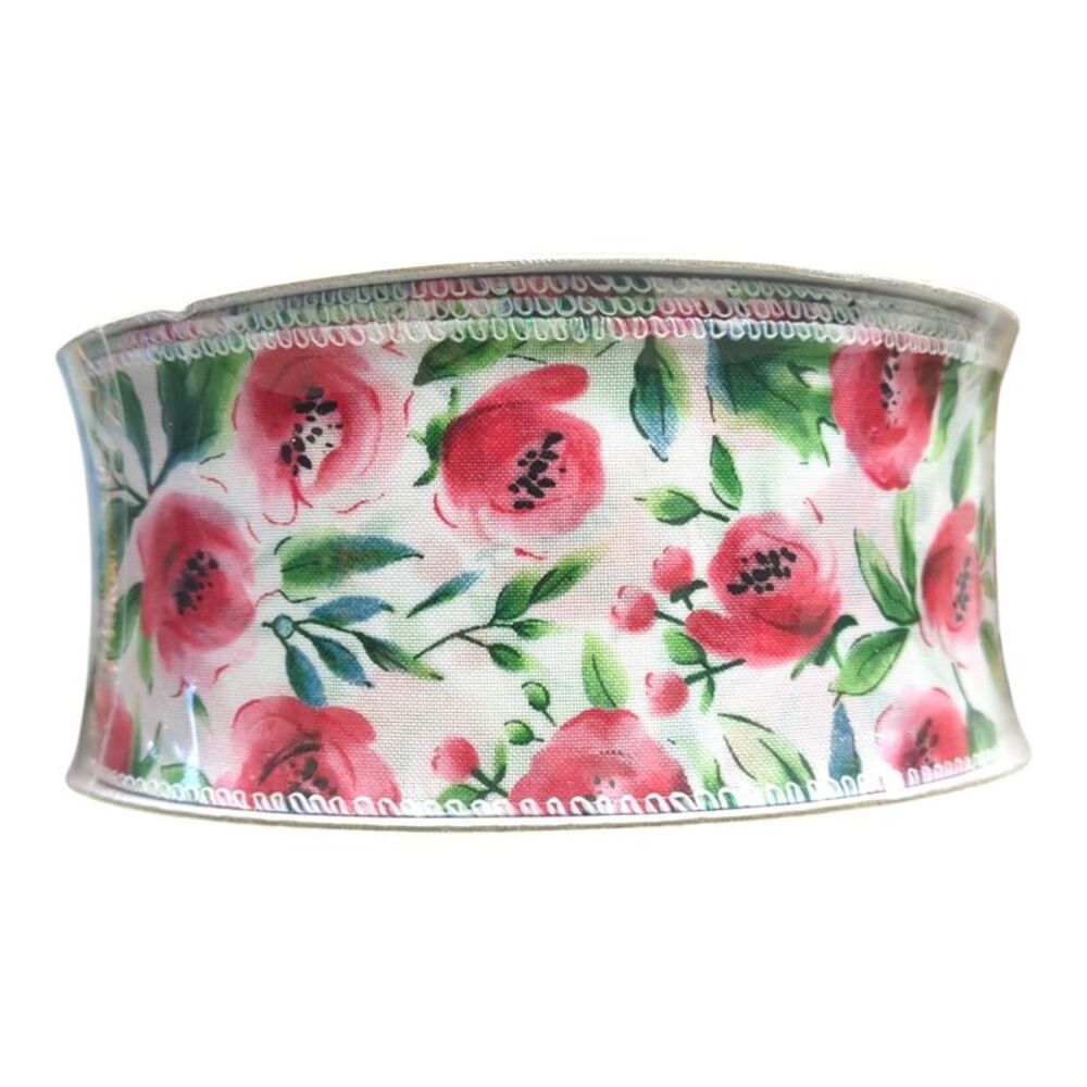 Member's Mark Premium Wired Edge Spring Ribbon, 2.5in x50Yds - Tulips